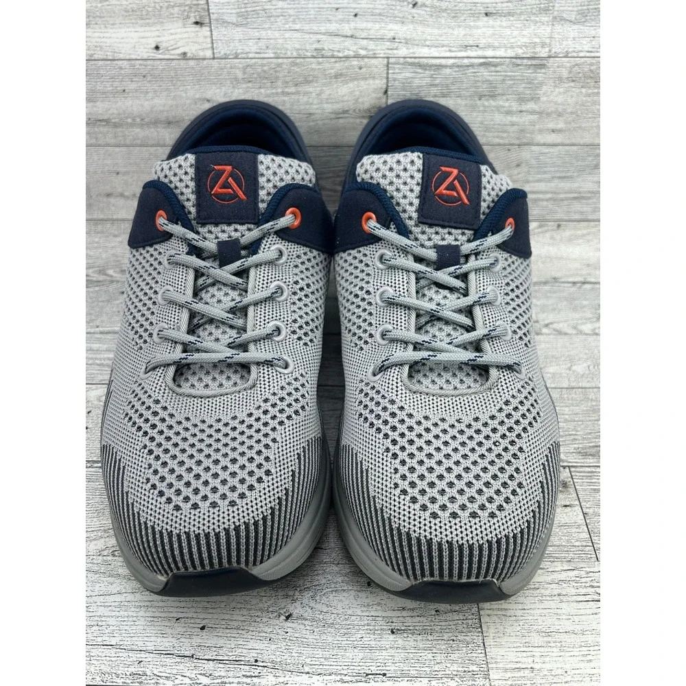 ZEBA Men's Athletic Shoes Gray Navy Orange Lace Up‎ Knit Sneakers Size 8.5